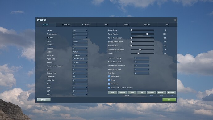 DCS Settings