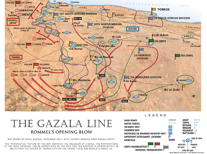 Map of The Gazala Line (Rommel's Opening Blow).