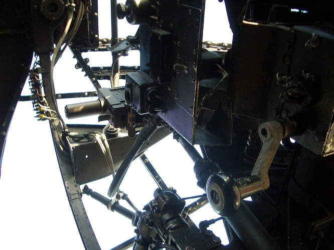 looking into the front turret from below