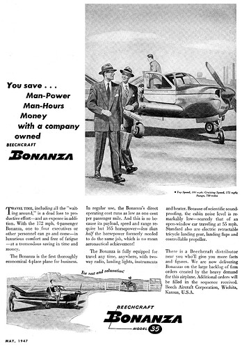 Advertisement_for_Beechcraft_Model_35_Bonanza,_May,_1947